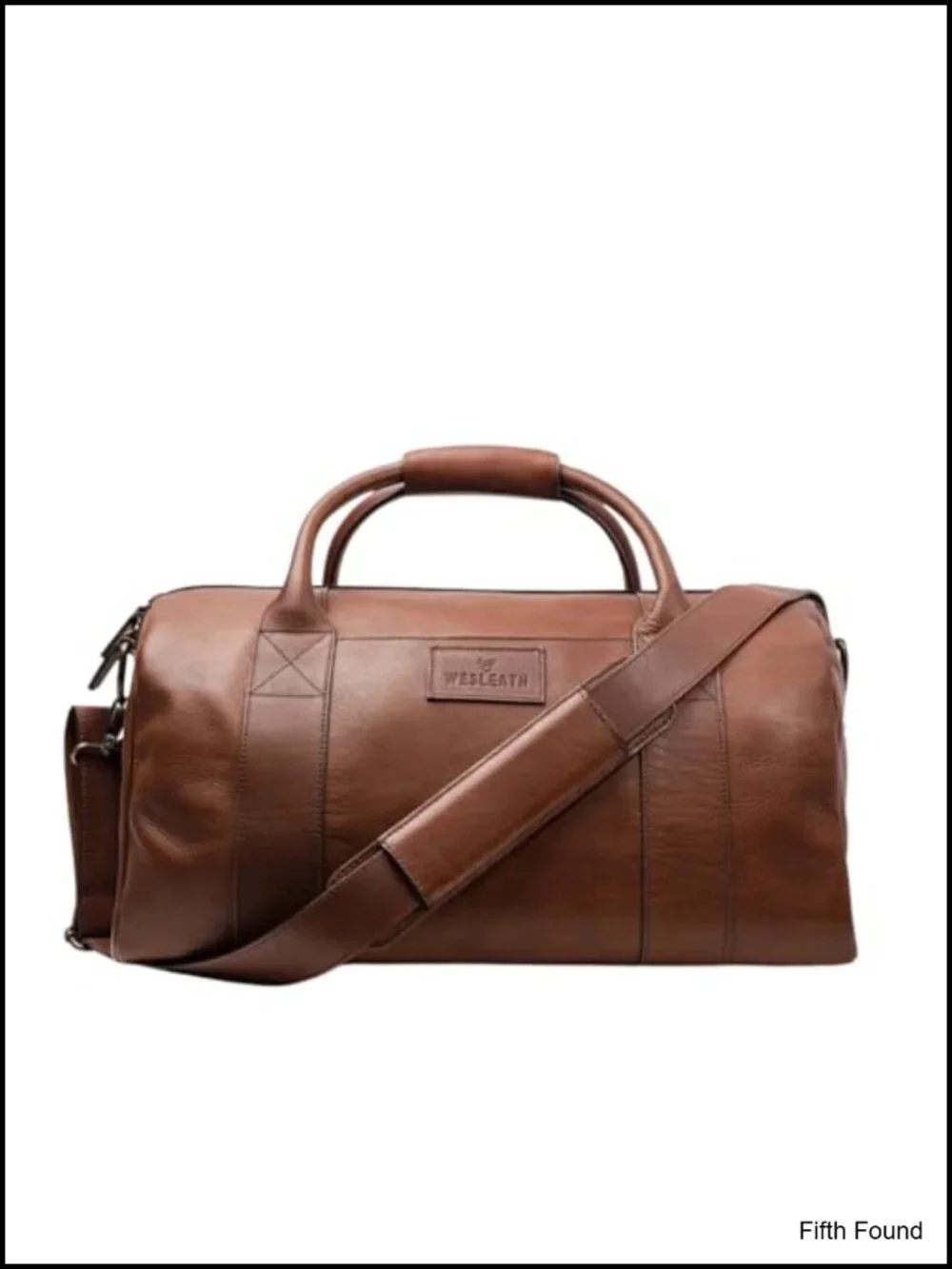 Full grain leather duffle bag 25L travel gym carry-on weekender with brass